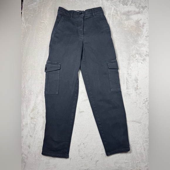 Aritzia Wilfred Free Modern High Rise Cargo Button Fly Black Pants Size 2 - Picture 2 of 16